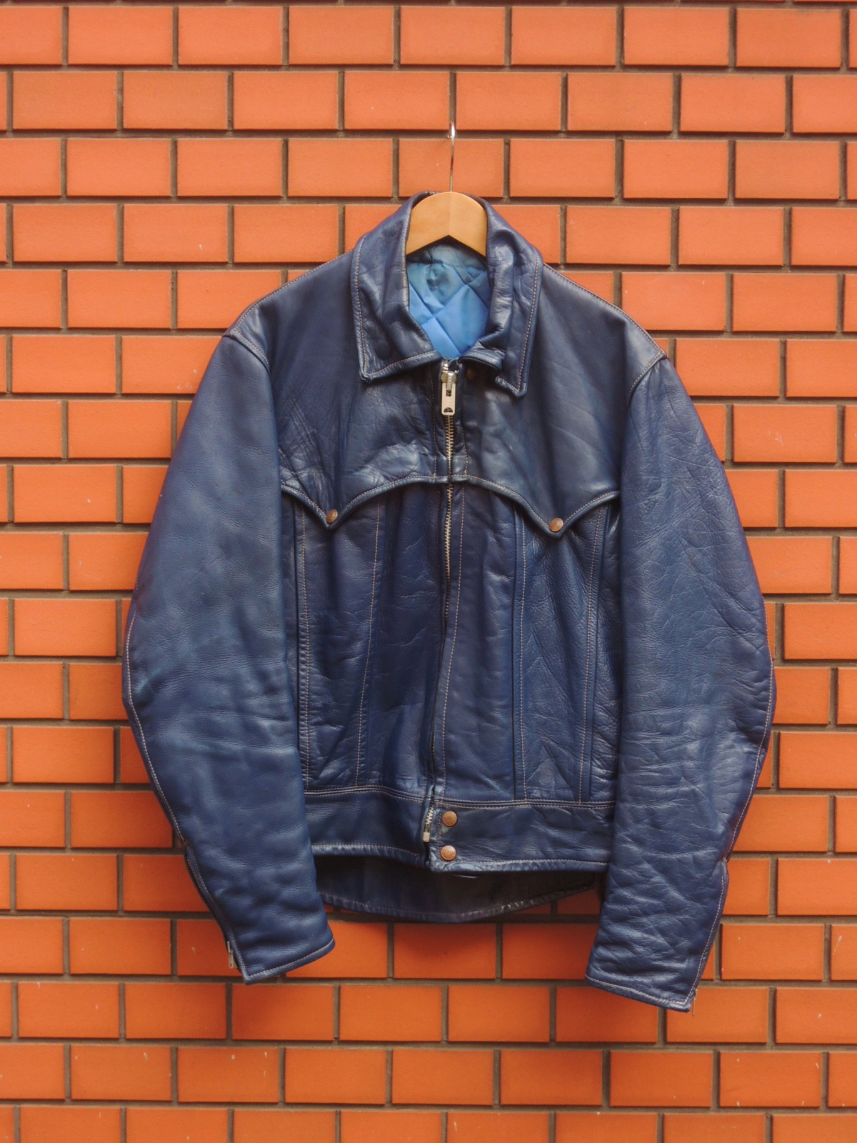 APPAREL ANNEX blue leather jacket: container