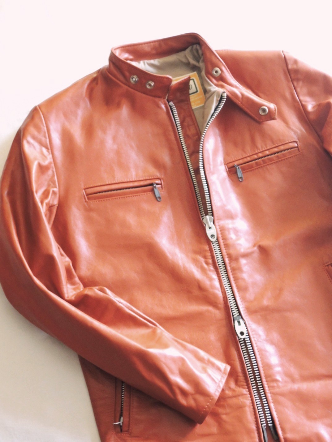 1970's BRIMACO Orange Leather Single Riders Jacket: container